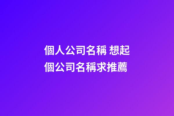 個人公司名稱 想起個公司名稱求推薦